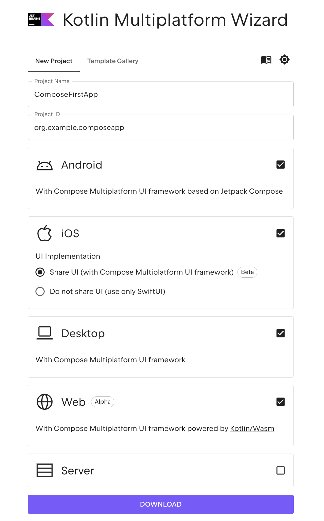 Kotlin Multiplatform Wizard